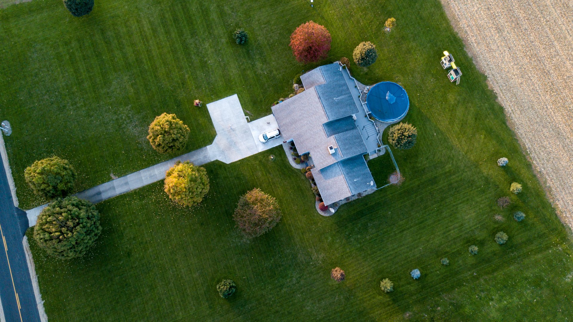 Sky-view of house